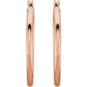 14K Rose Tube 13 mm Hoop Earrings