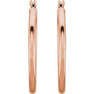 Elegant 14K Rose Gold Tube Hoop Earrings - 13 mm