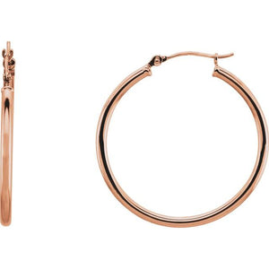 Round Tube Hoop Earrings | 14K Gold | 13 Mm x 2 Mm - 60 Mm x 2 Mm | V2.1