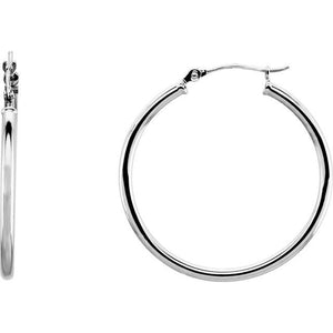 Round Tube Hoop Earrings | 14K Gold options* | 13–60 Mm × 2 Mm | Round | Friction Backs | Polished