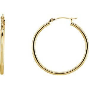 14K Rose Tube 13 mm Hoop Earrings