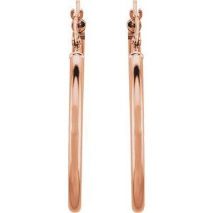 Elegant 14K Rose Gold Tube Hoop Earrings - 13 mm