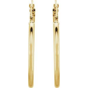 Elegant 14K Rose Gold Tube Hoop Earrings - 13 mm