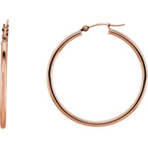 14K Rose Tube 13 mm Hoop Earrings