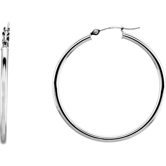 14K Rose Tube 13 mm Hoop Earrings