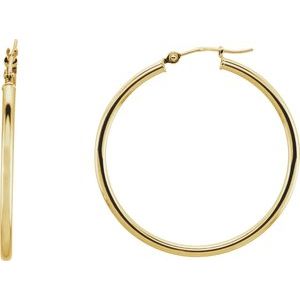 14K Rose Tube 13 mm Hoop Earrings