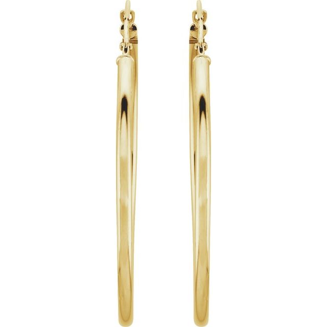 14K Yellow Gold 15 mm Polished Tube Hoop Earrings