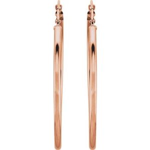 Elegant 14K Rose Gold Tube Hoop Earrings - 13 mm