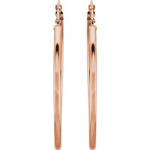 Elegant 14K Rose Gold Tube Hoop Earrings - 13 mm