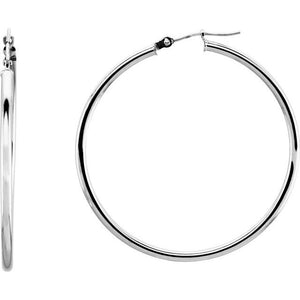 14K Gold Round Tube Hoop Earrings
