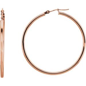 Elegant 14K Rose Gold Tube Hoop Earrings - 13 mm