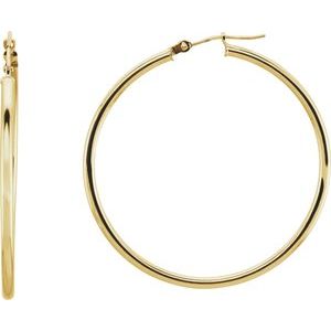 14K Rose Tube 13 mm Hoop Earrings