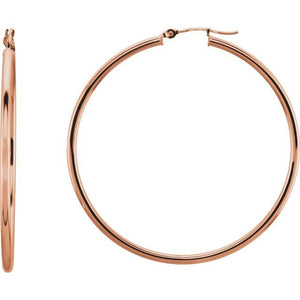 14K Gold Round Tube Hoop Earrings