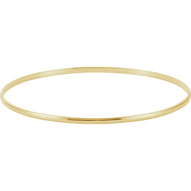 14K Yellow Gold 2 mm Half Round Bangle Bracelet - 7 1/2 Inch