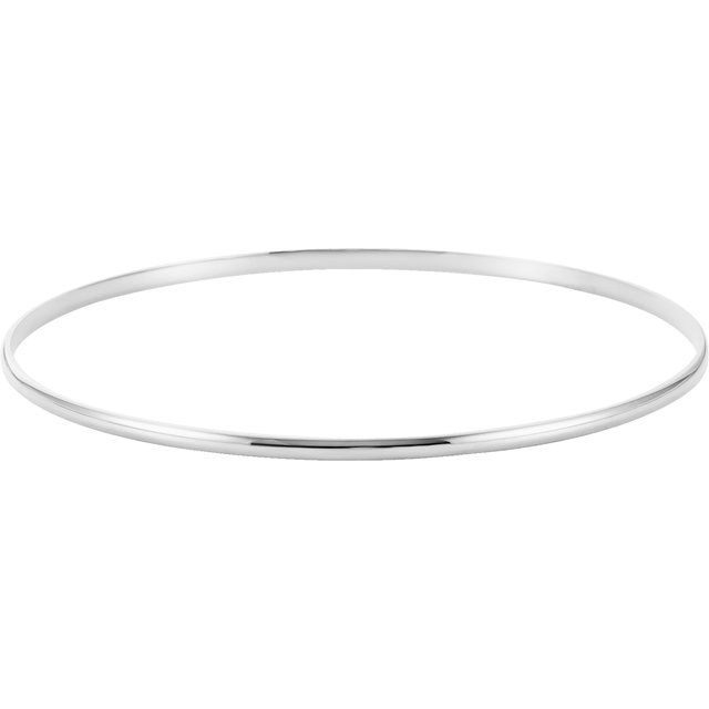 14K Yellow Gold 2 mm Half Round Bangle Bracelet - 7 1/2 Inch