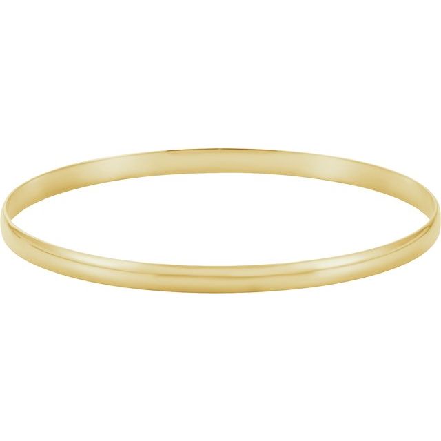 14K Yellow 2  mm Half Round Bangle 7 1/2" Bracelet