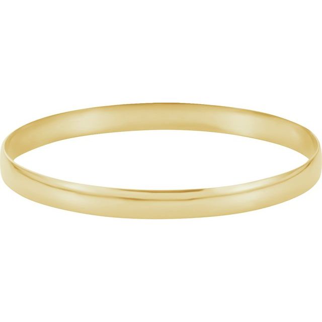 14K Yellow 2  mm Half Round Bangle 7 1/2" Bracelet