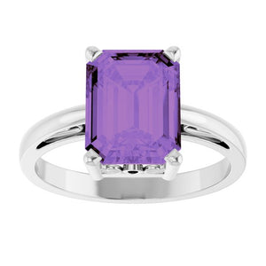 14K Gold Natural Amethyst Scroll Setting Ring - Options Available
