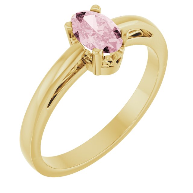 14K Gold Natural Mozambique Garnet Solitaire Ring