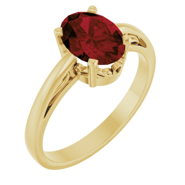 14K Gold Natural Mozambique Garnet Solitaire Ring