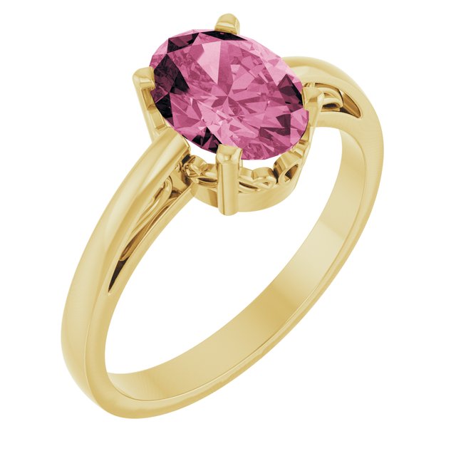14K Gold Natural Mozambique Garnet Solitaire Ring