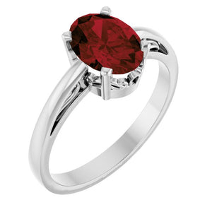 Natural Mozambique Garnet Solitaire Ring