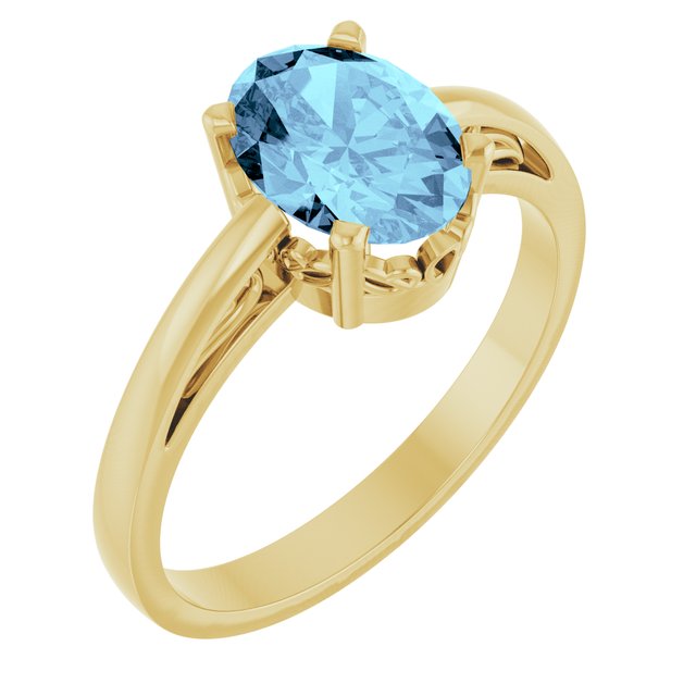 Natural Gemstone Solitaire Rings in 14K Gold