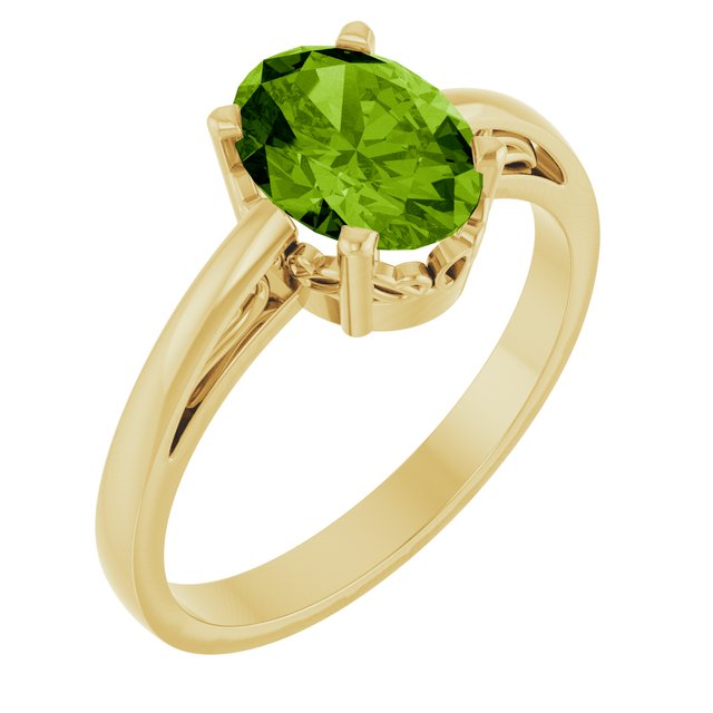 Natural Gemstone Solitaire Rings in 14K Gold
