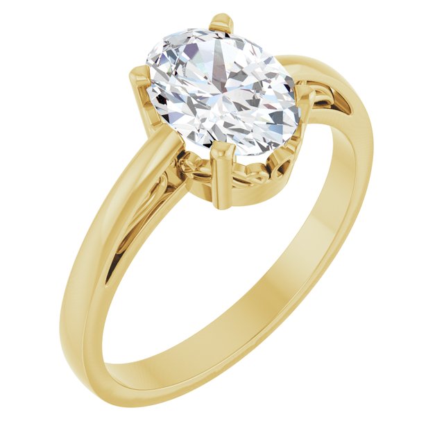 Natural Gemstone Solitaire Rings in 14K Gold