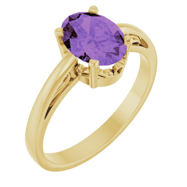 14K Gold Natural Mozambique Garnet Solitaire Ring