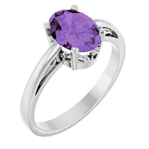 Natural Gemstone Solitaire Rings in 14K Gold