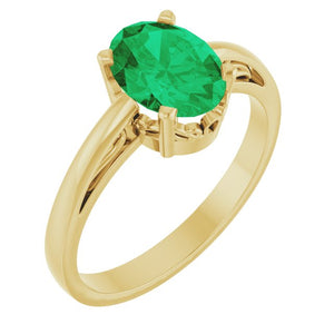 Lab-Grown Emerald Solitaire Ring