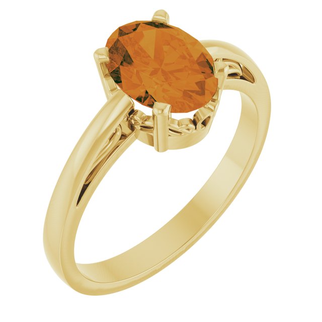 14K Gold Natural Mozambique Garnet Solitaire Ring
