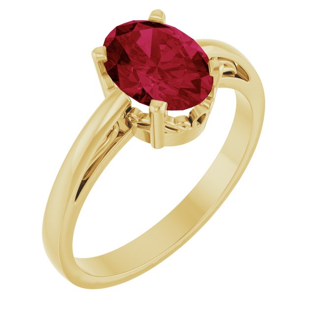 14K Gold Natural Mozambique Garnet Solitaire Ring