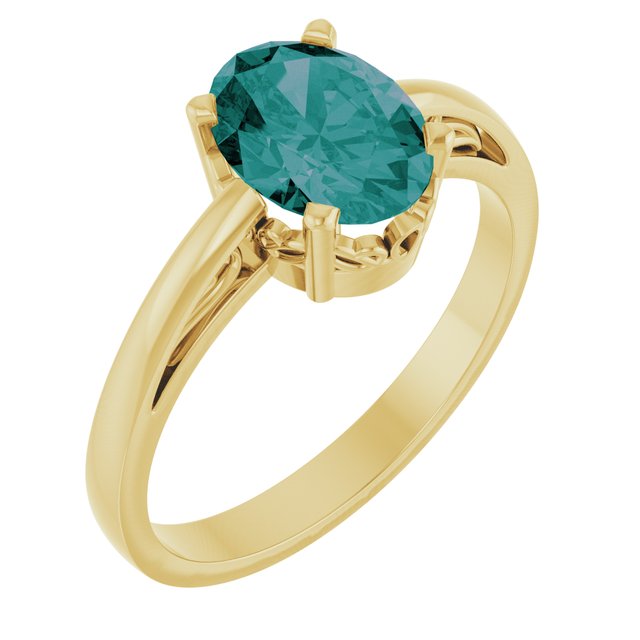 14K Gold Natural Mozambique Garnet Solitaire Ring