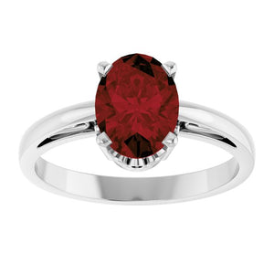 14K Gold Natural Mozambique Garnet Solitaire Ring