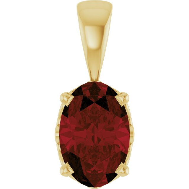14K Gold Natural Mozambique Garnet Scroll Pendant
