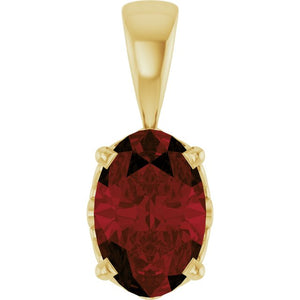14K Gold Natural Mozambique Garnet Scroll Pendant