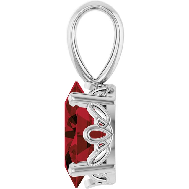 14K Gold Natural Mozambique Garnet Scroll Pendant
