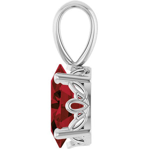 14K Gold Natural Mozambique Garnet Scroll Pendant
