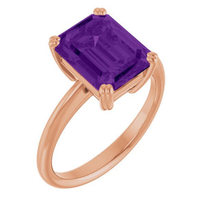 Natural Amethyst Solitaire Ring Crafted in 14K Gold, Platinum & Silver