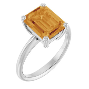 Natural Amethyst Solitaire Ring Crafted in 14K Gold, Platinum & Silver