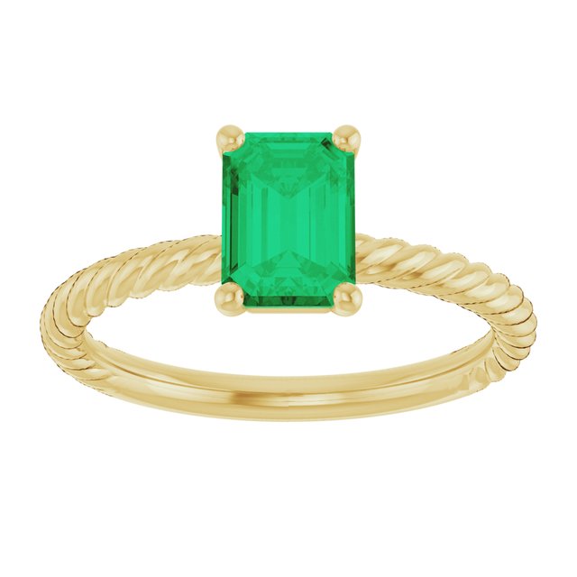 14K Gold Lab-Grown Emerald Ring - Options Available