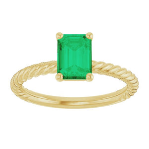 14K Gold Lab-Grown Emerald Ring - Options Available
