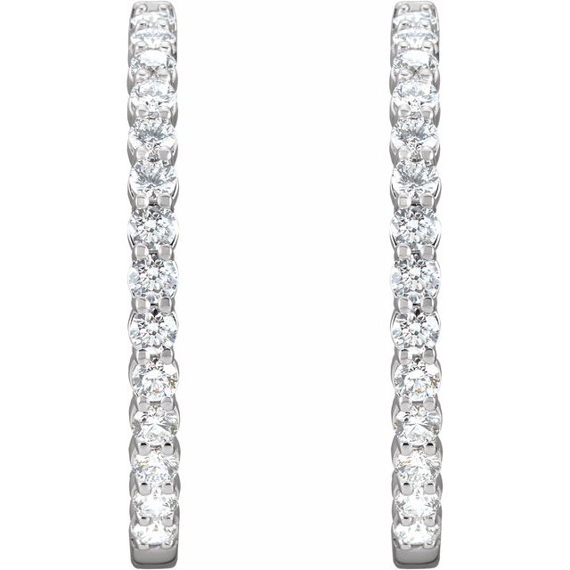 14K Gold 1/2 CTW Natural Diamond 19.3 mm Hinged Hoop Earring