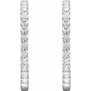 14K Gold 1/2 CTW Natural Diamond 19.3 mm Hinged Hoop Earring