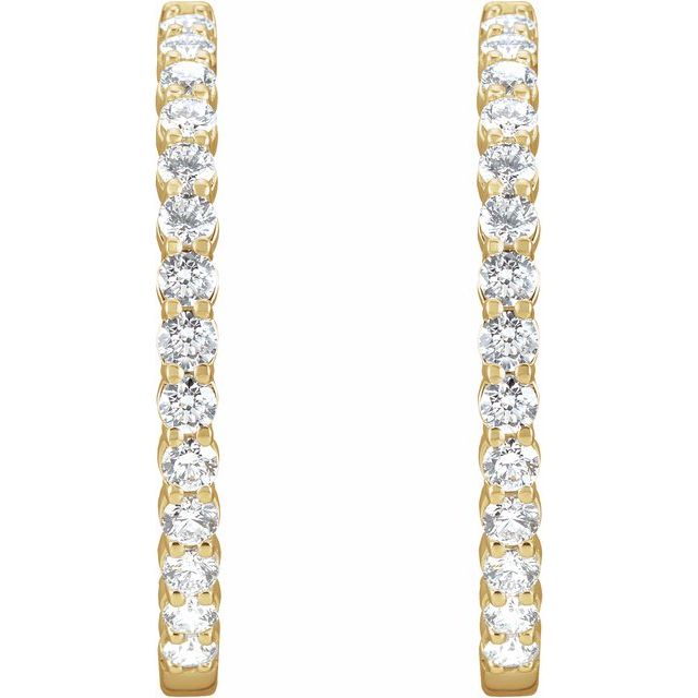 14K Gold 1/2 CTW Natural Diamond 19.3 mm Hinged Hoop Earring