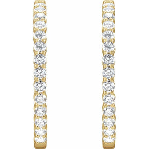 14K Gold 1/2 CTW Natural Diamond 19.3 mm Hinged Hoop Earring
