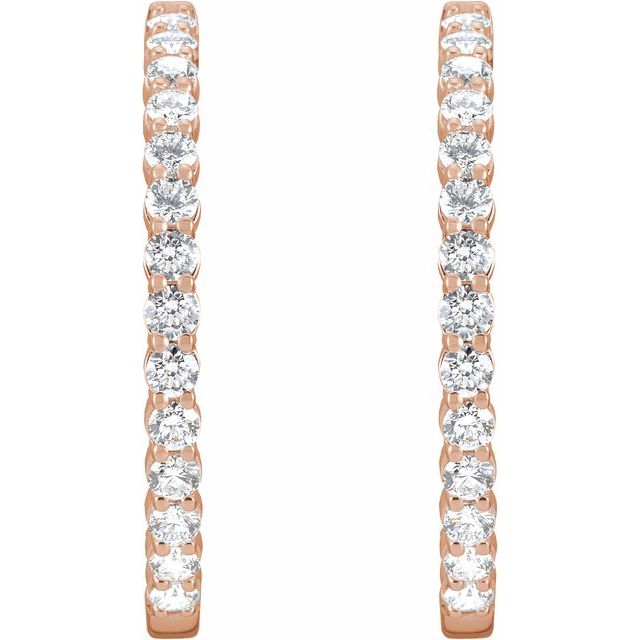 14K Gold 1/2 CTW Natural Diamond 19.3 mm Hinged Hoop Earring