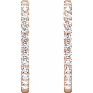 14K Gold 1/2 CTW Natural Diamond 19.3 mm Hinged Hoop Earring